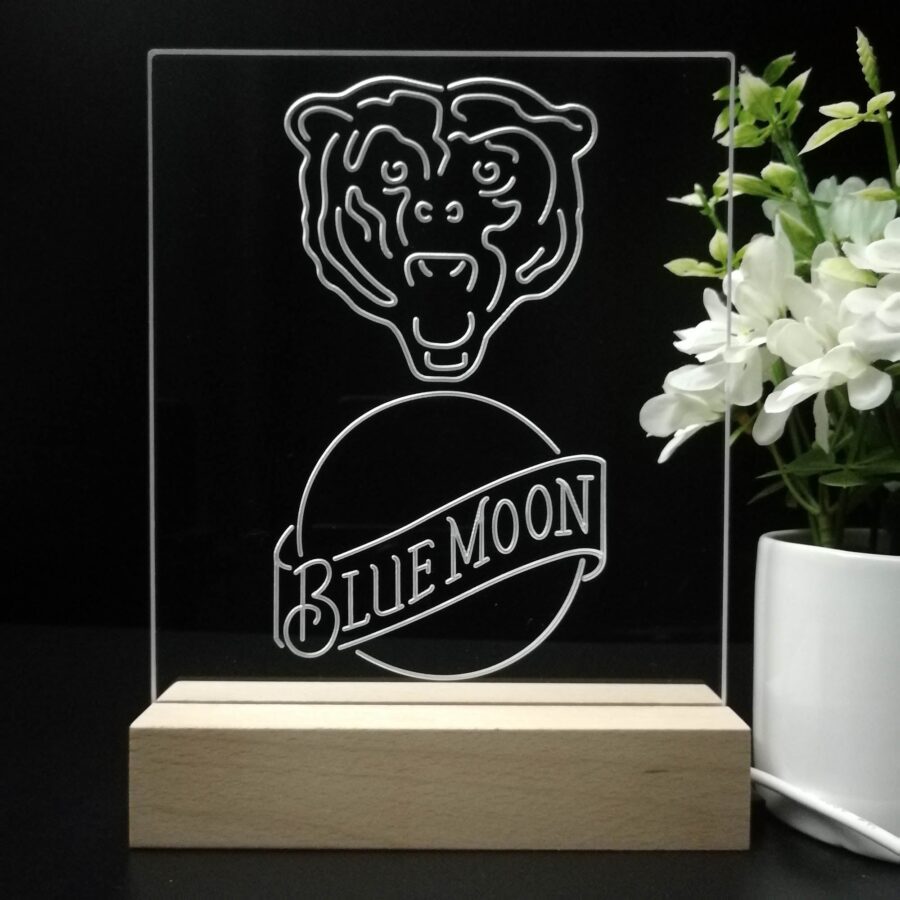 Chicago Bears Blue Moon Neon Sign Pub Bar Lamp - Image 8