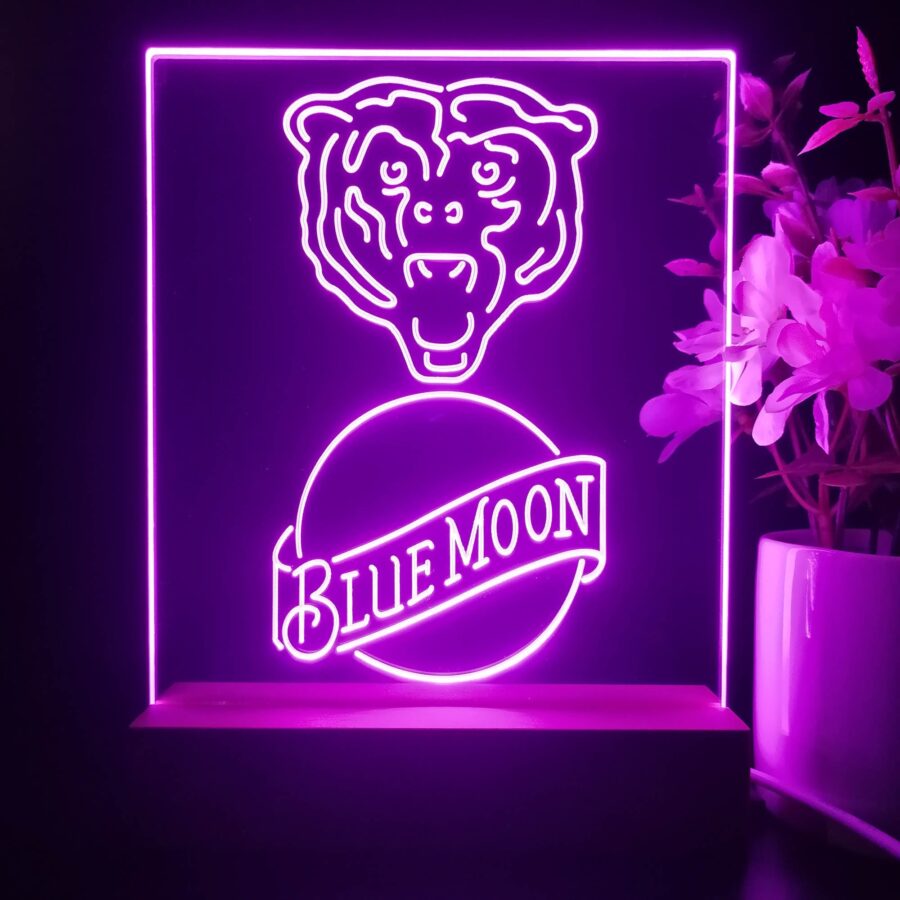 Chicago Bears Blue Moon Neon Sign Pub Bar Lamp - Image 3