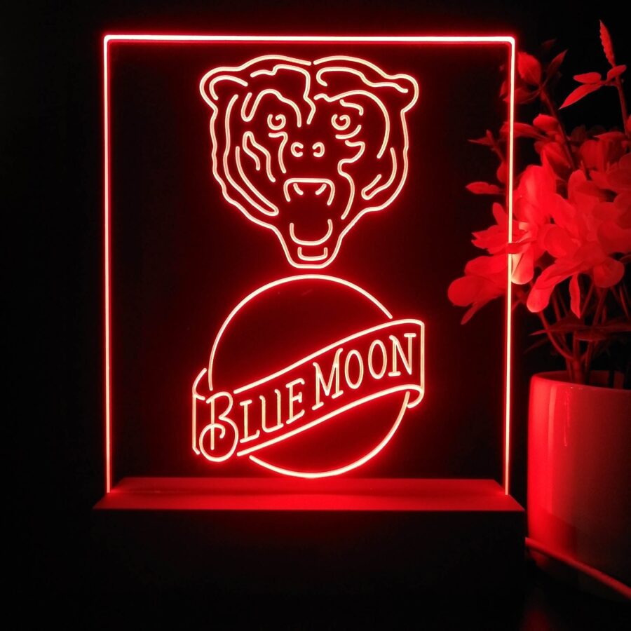 Chicago Bears Blue Moon Neon Sign Pub Bar Lamp - Image 4
