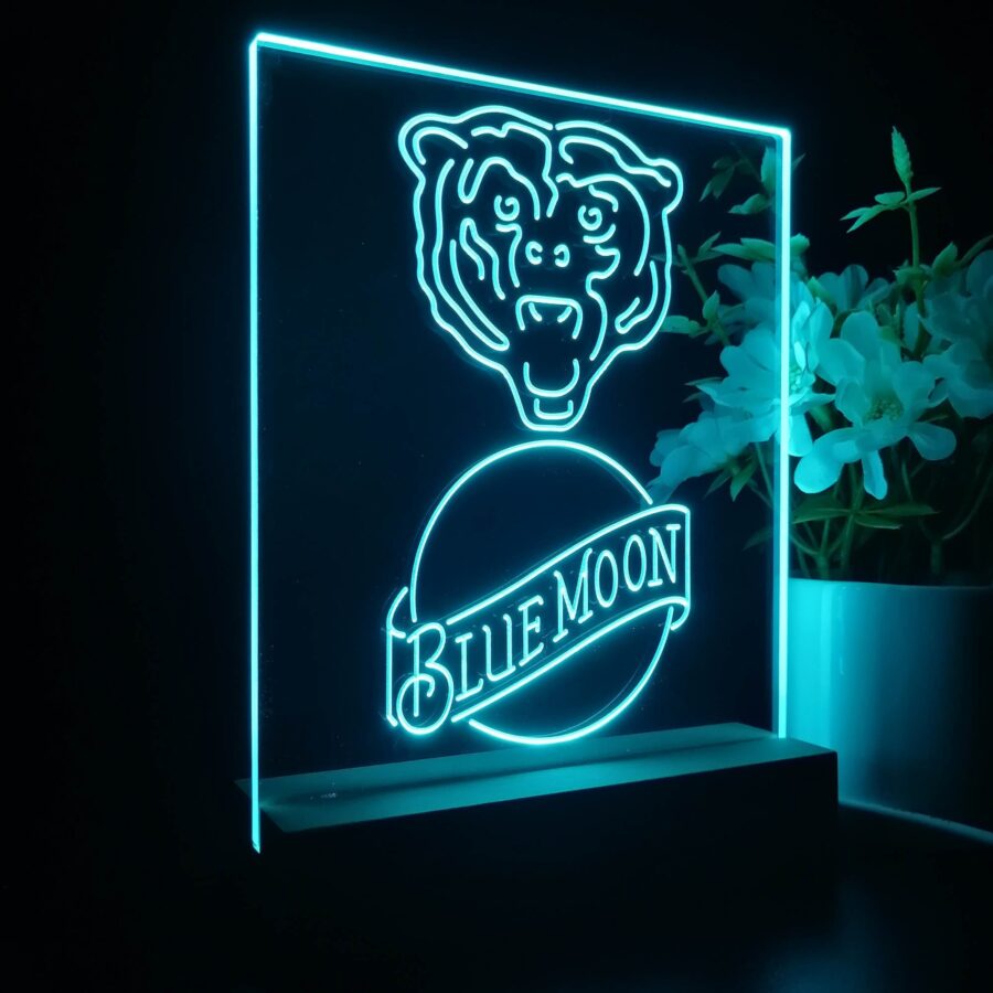 Chicago Bears Blue Moon Neon Sign Pub Bar Lamp - Image 6