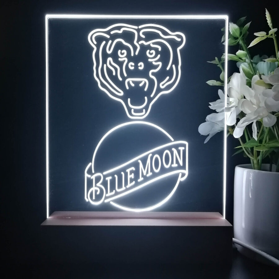 Chicago Bears Blue Moon Neon Sign Pub Bar Lamp - Image 2