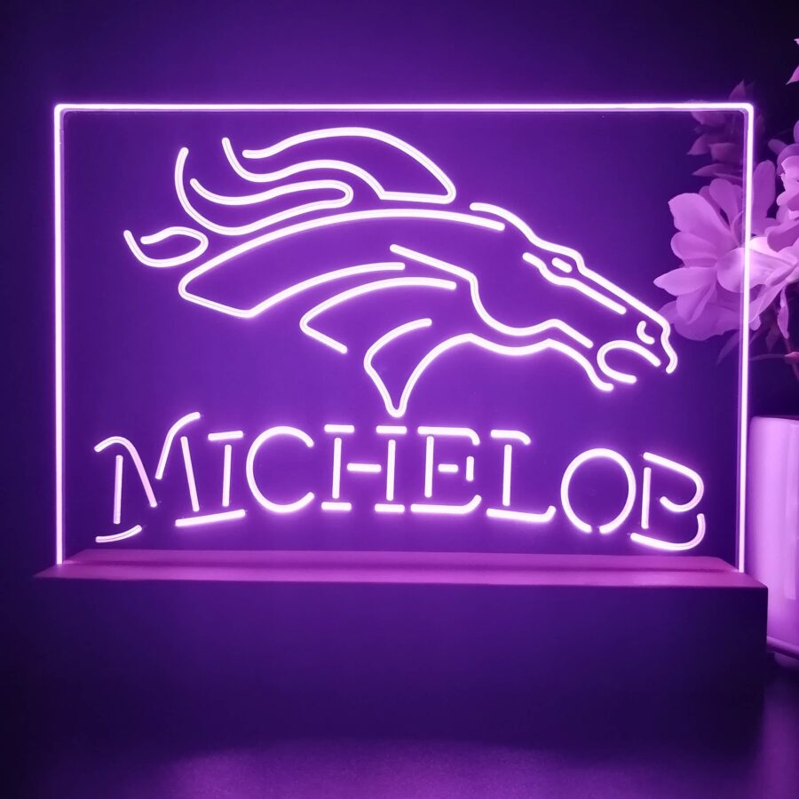 Michelob Bar Denver Broncos 3D Illusion Night Light Desk Lamp