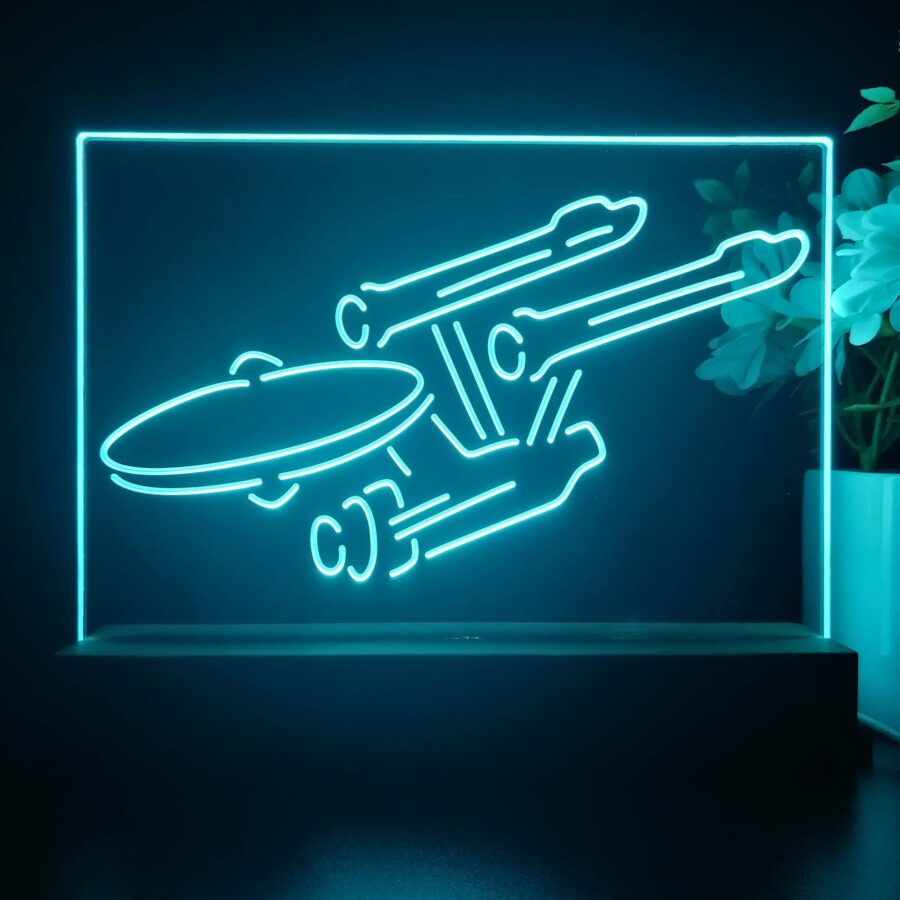 Star Trek Enterprise Space Ship 3D Illusion Night Light Desk Lamp