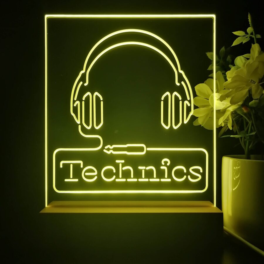 Technics Headphone Audio 3D Illusion Night Light Desk Lamp