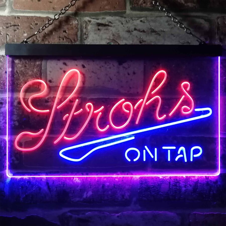 Strohs On Tap Beer Bar Home Bar Neon Light Led Sign - Image 13