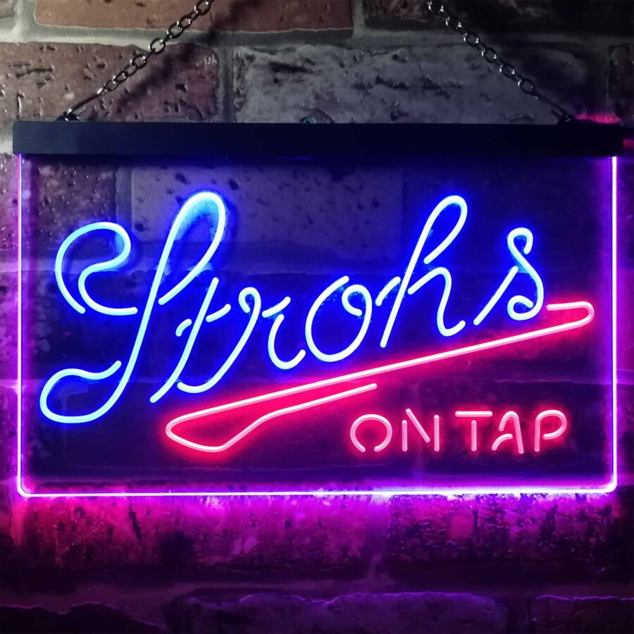 Strohs On Tap Beer Bar Home Bar Neon Light Led Sign - Image 7