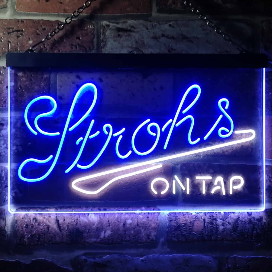 Strohs On Tap Beer Bar Home Bar Neon Light Led Sign - Image 3