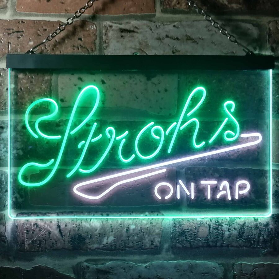 Strohs On Tap Beer Bar Home Bar Neon Light Led Sign - Image 9