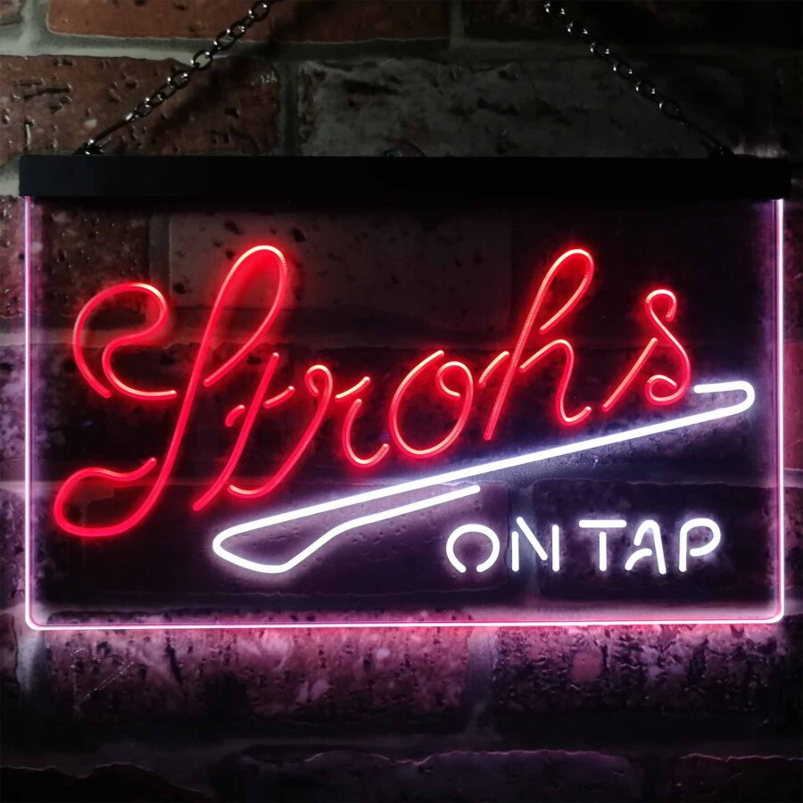 Strohs On Tap Beer Bar Home Bar Neon Light Led Sign - Image 12