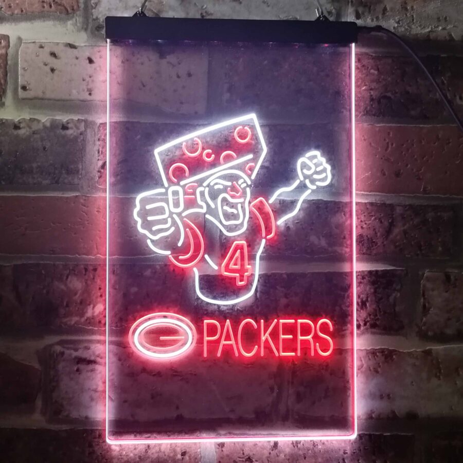 Green Bay Packer Numnber 4 Brett Favre Led Neon Sign
