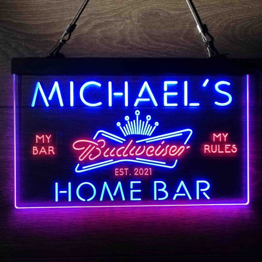 Personalized Budweiser Crown Bar Neon Led Sign - Image 4