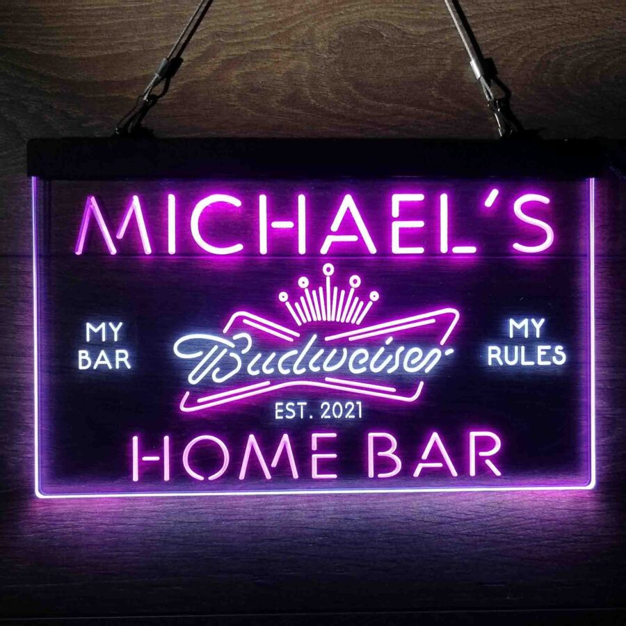Personalized Budweiser Crown Bar Neon Led Sign - Image 8