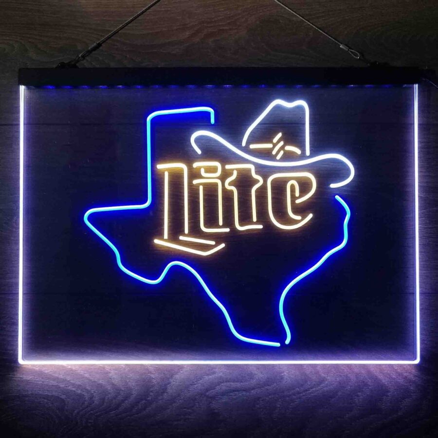 Miller Lite Cowboys Hat Texas Neon 3 Color Led Sign - Image 7