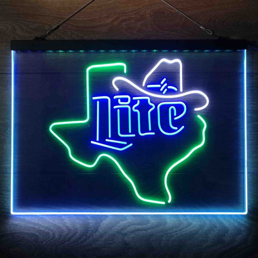 Miller Lite Cowboys Hat Texas Neon 3 Color Led Sign - Image 8