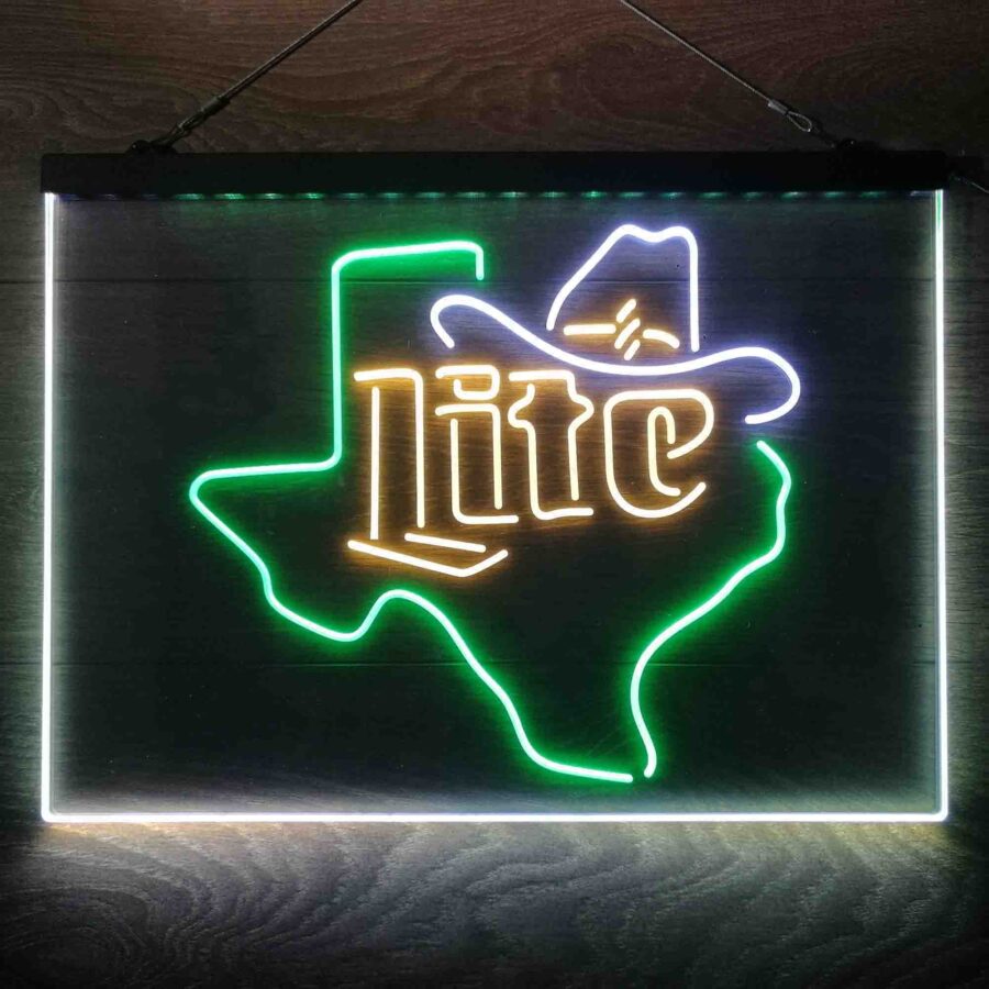 Miller Lite Cowboys Hat Texas Neon 3 Color Led Sign - Image 11
