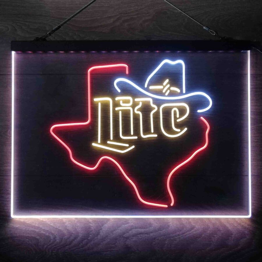 Miller Lite Cowboys Hat Texas Neon 3 Color Led Sign - Image 9