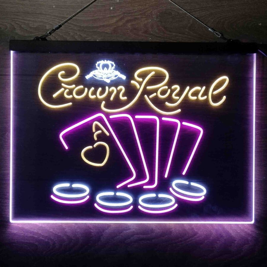 Crown Royal Casino Poker Neon 3 Color Led Sign - Image 4