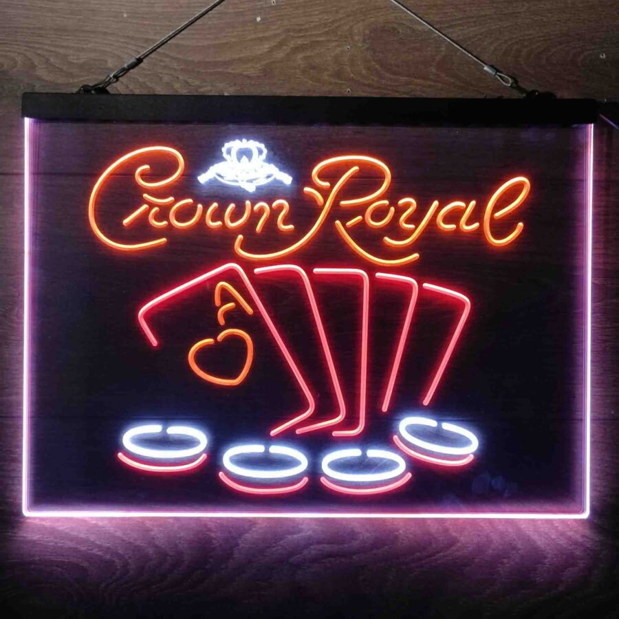 Crown Royal Casino Poker Neon 3 Color Led Sign - Image 2