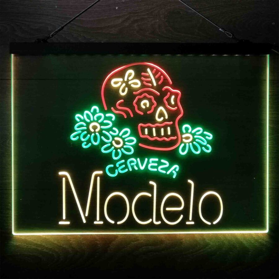 Cerveza Modelo Skull Neon 3 Color Led Sign - Image 2