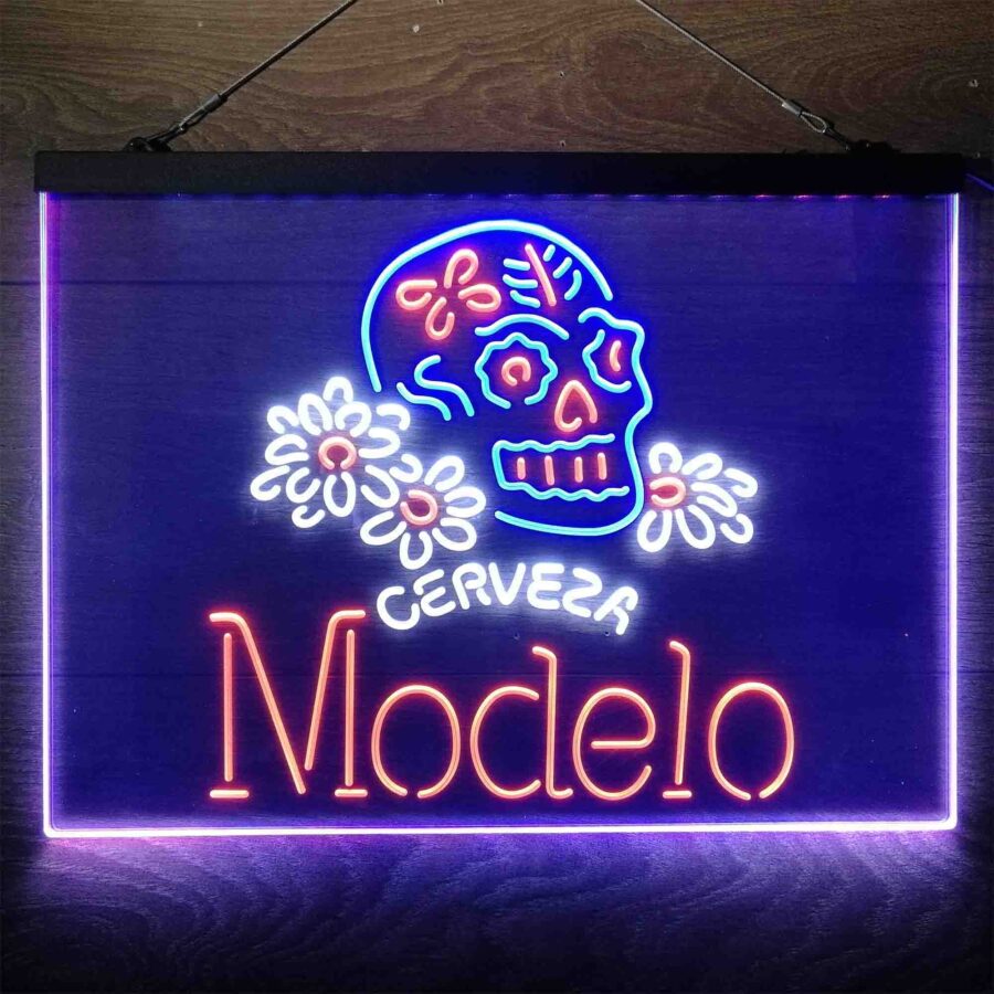 Cerveza Modelo Skull Neon 3 Color Led Sign - Image 11