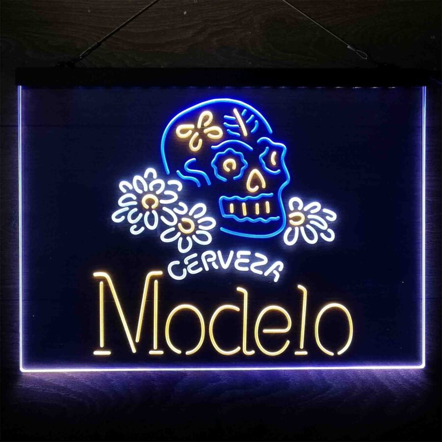 Cerveza Modelo Skull Neon 3 Color Led Sign - Image 8