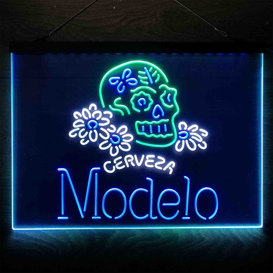 Cerveza Modelo Skull Neon 3 Color Led Sign - Image 4