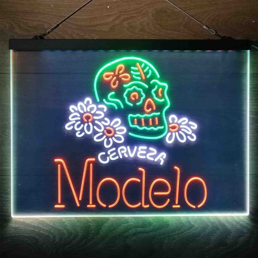 Cerveza Modelo Skull Neon 3 Color Led Sign - Image 12