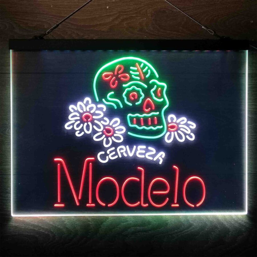 Cerveza Modelo Skull Neon 3 Color Led Sign - Image 10
