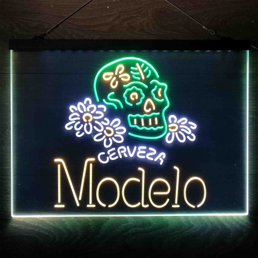 Cerveza Modelo Skull Neon 3 Color Led Sign - Image 13