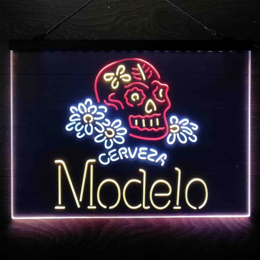 Cerveza Modelo Skull Neon 3 Color Led Sign - Image 9