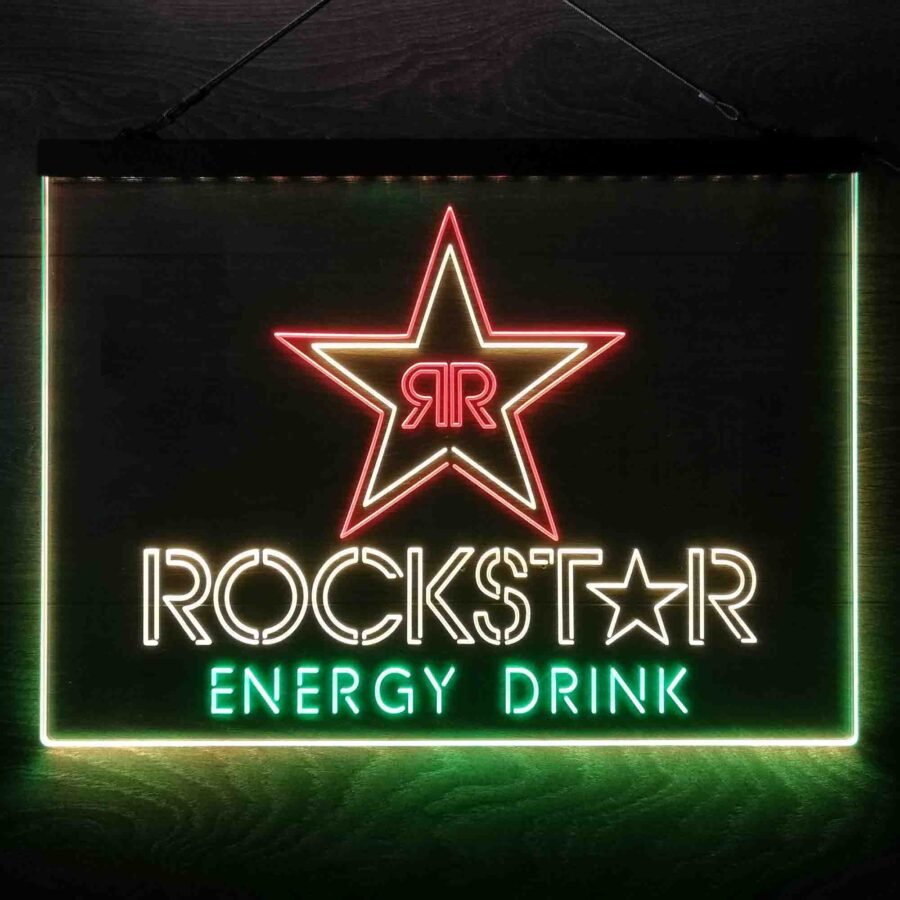 Rockstar Energy Drink Double Star Neon 3 Color Led Sign - Image 4