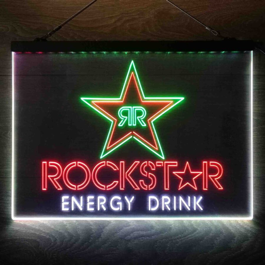 Rockstar Energy Drink Double Star Neon 3 Color Led Sign