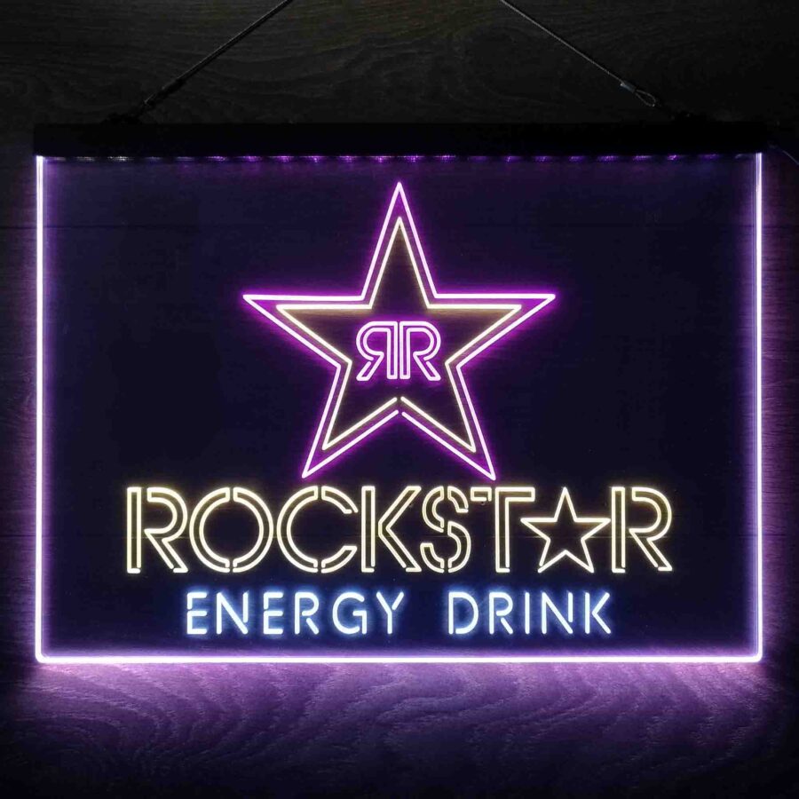 Rockstar Energy Drink Double Star Neon 3 Color Led Sign - Image 13
