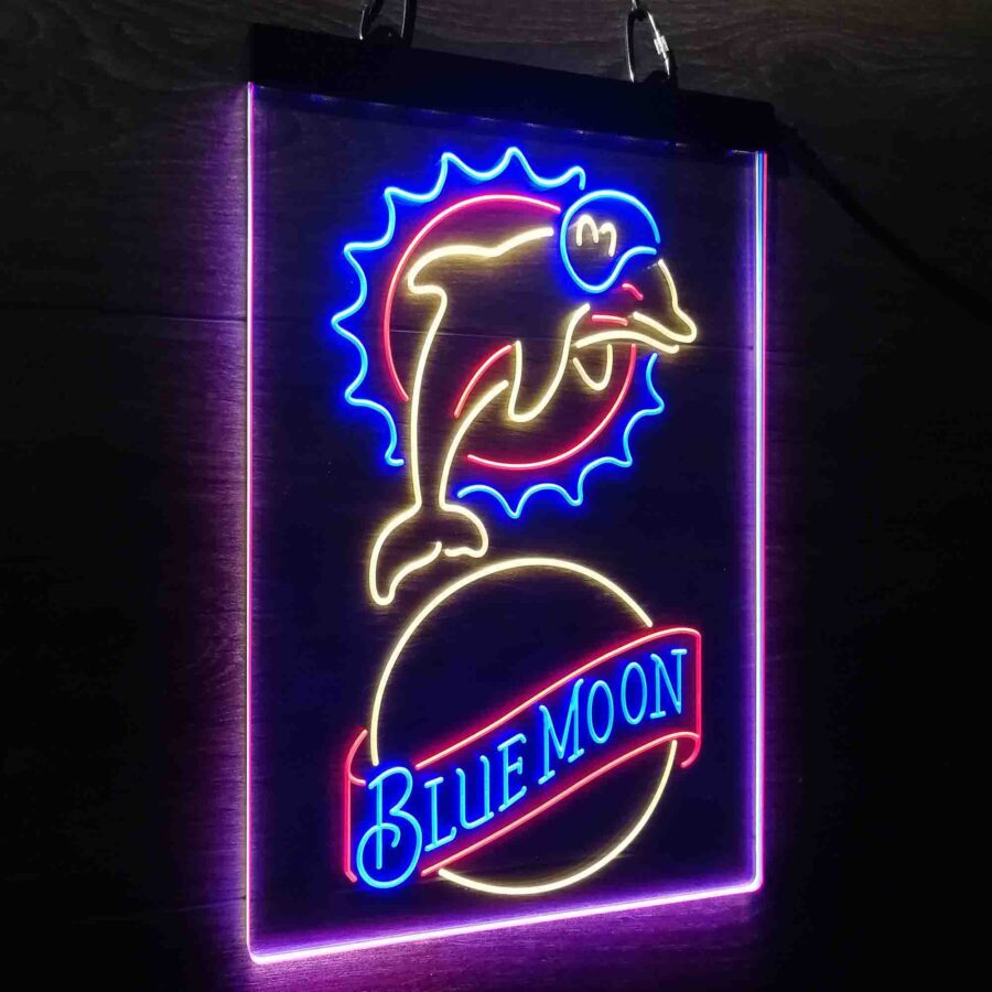 Miami Dolphins Blue Moon Bar Neon Led Sign 3 Colors - Image 3