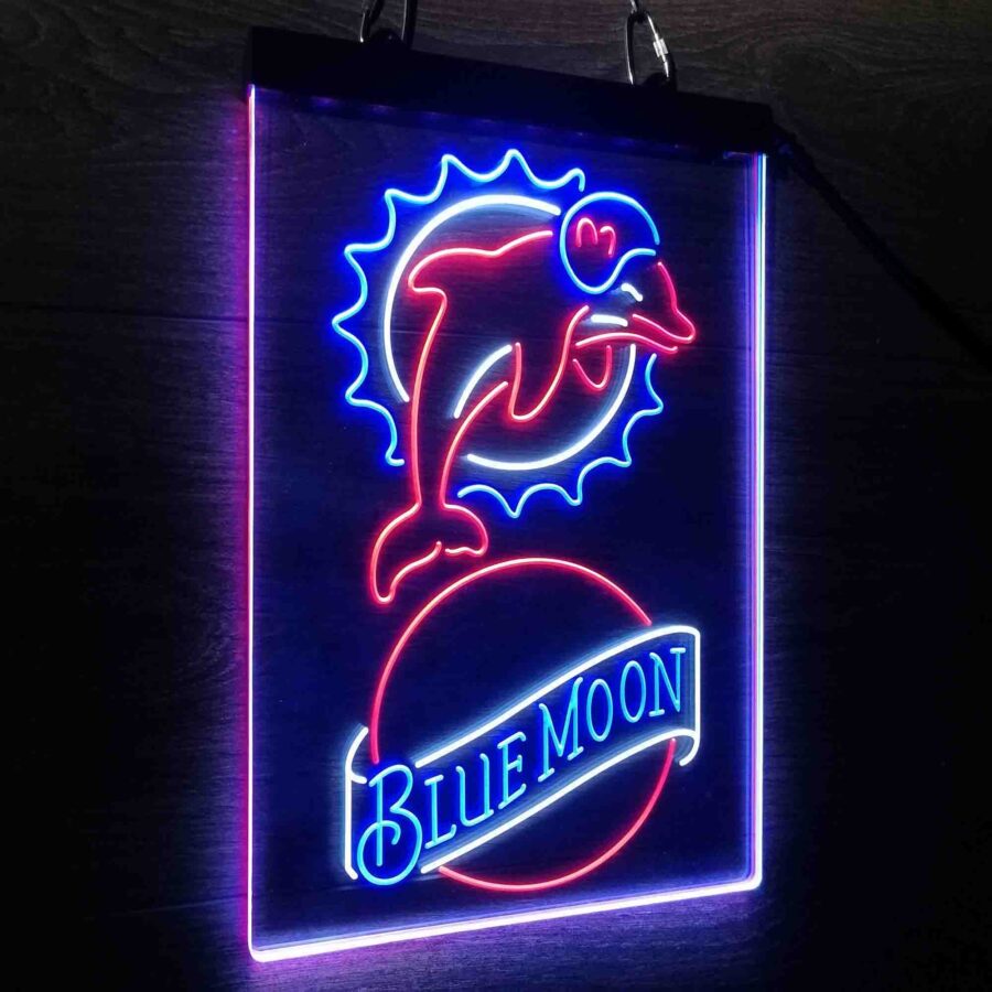 Miami Dolphins Blue Moon Bar Neon Led Sign 3 Colors - Image 10