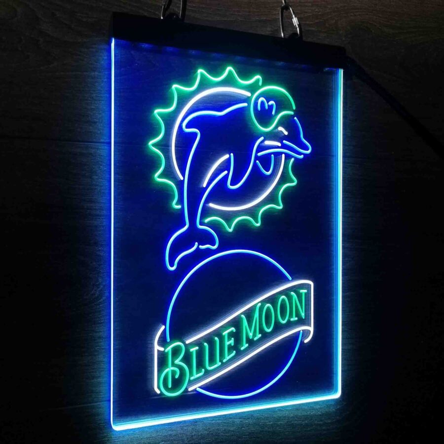 Miami Dolphins Blue Moon Bar Neon Led Sign 3 Colors