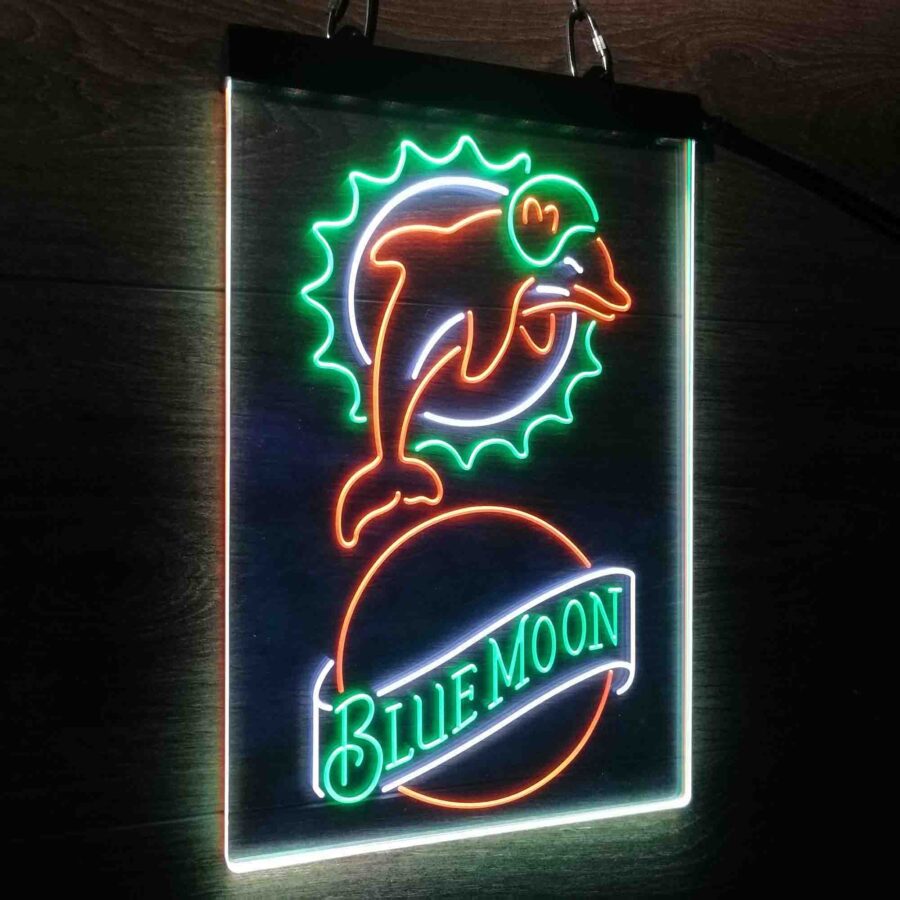 Miami Dolphins Blue Moon Bar Neon Led Sign 3 Colors - Image 4