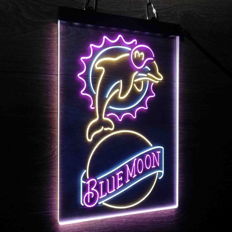 Miami Dolphins Blue Moon Bar Neon Led Sign 3 Colors - Image 13