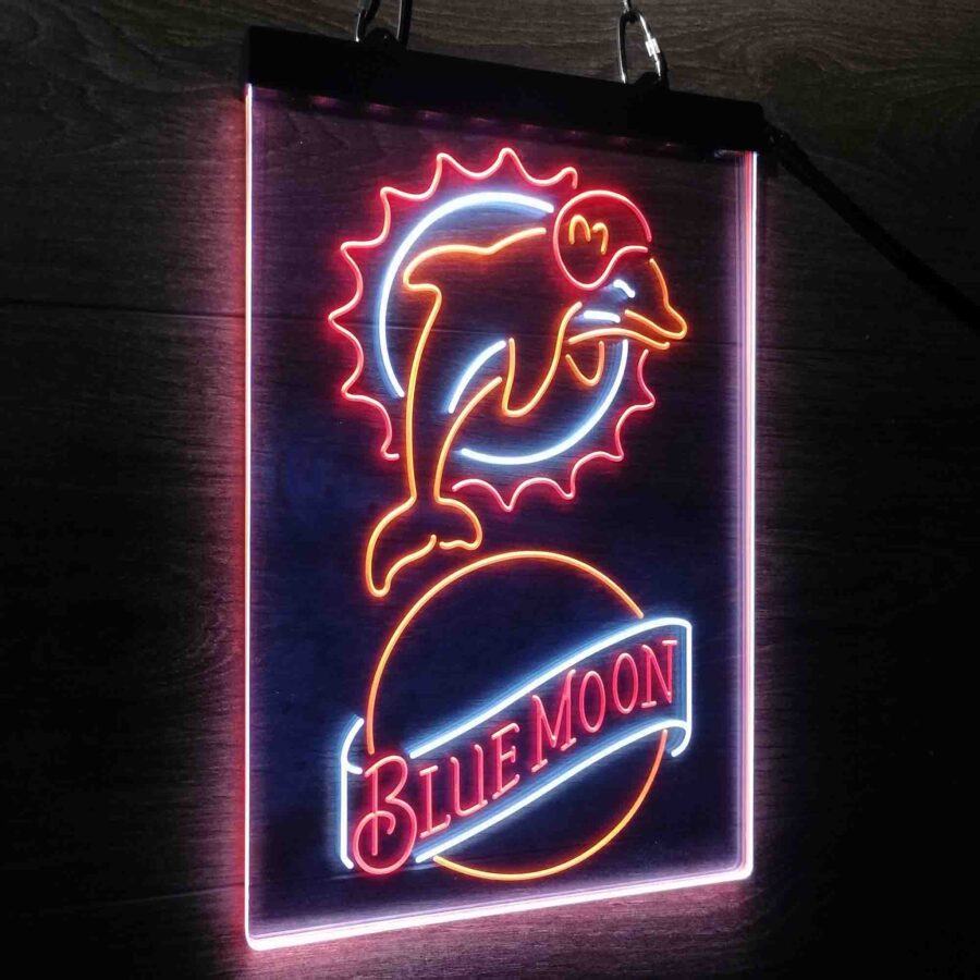 Miami Dolphins Blue Moon Bar Neon Led Sign 3 Colors - Image 9
