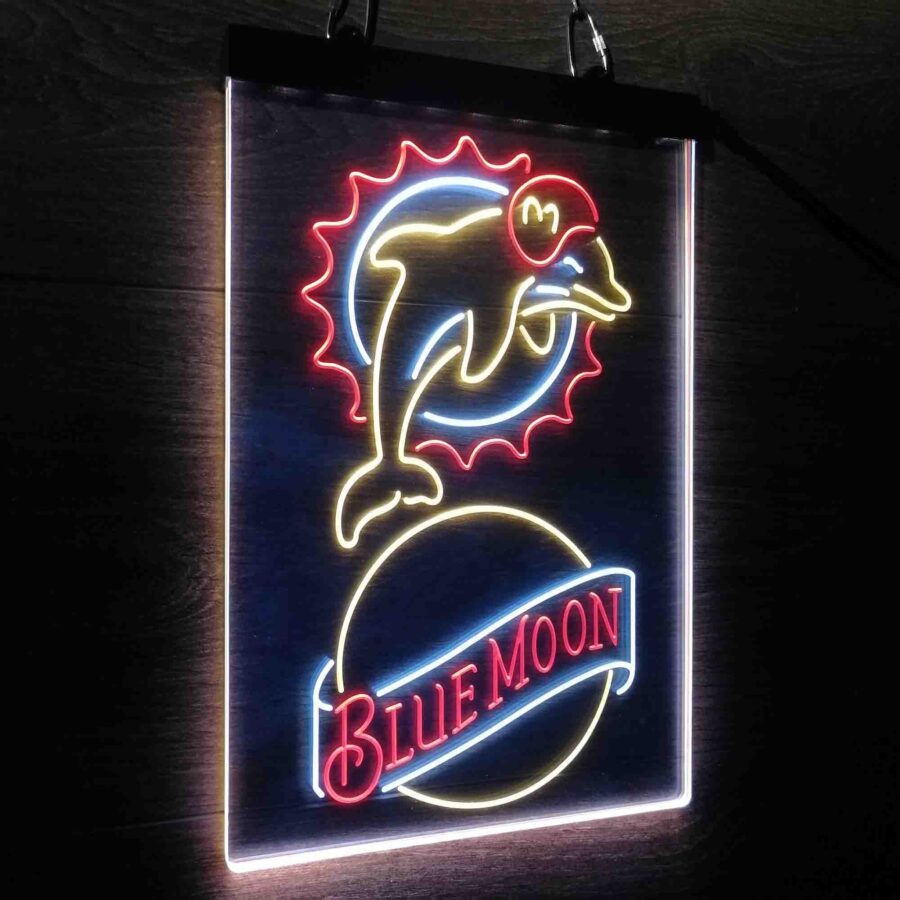 Miami Dolphins Blue Moon Bar Neon Led Sign 3 Colors - Image 2