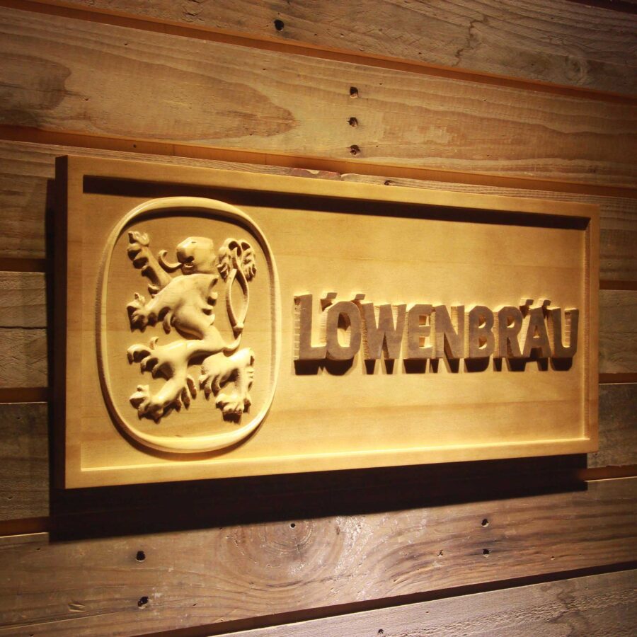 Lowenbrau 3D Solid Wooden Craving Sign - Image 2