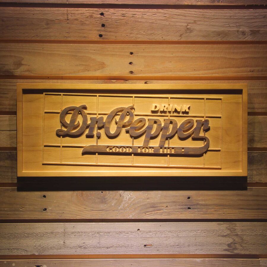Dr Pepper 3D Solid Wooden Craving Sign