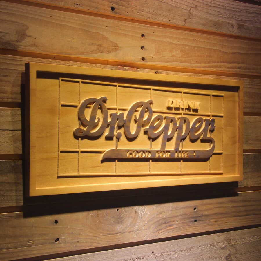 Dr Pepper 3D Solid Wooden Craving Sign - Image 2