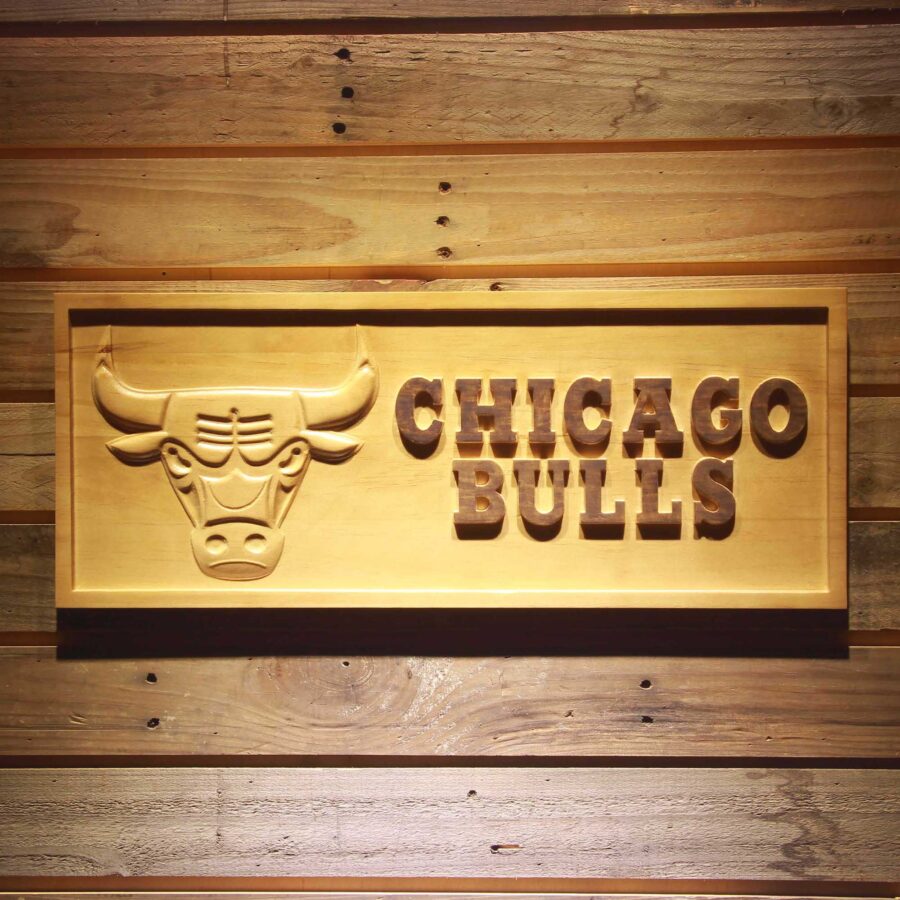 Chicago Bulls 3D Solid Wooden Craving Sign