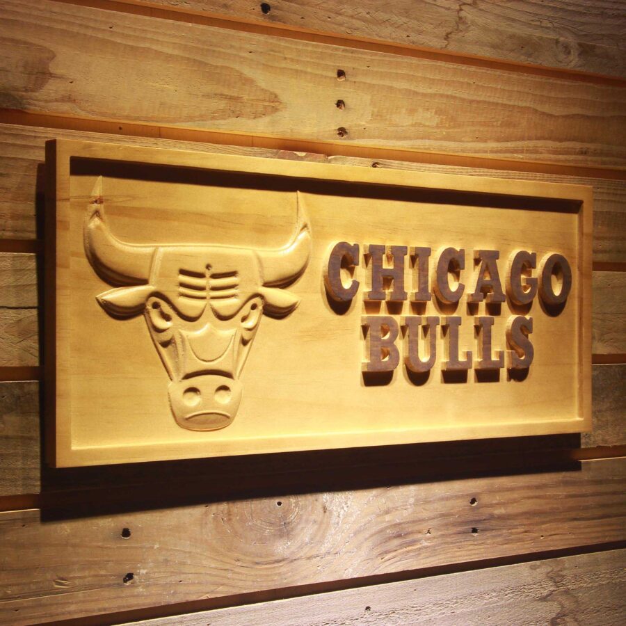 Chicago Bulls 3D Solid Wooden Craving Sign - Image 2