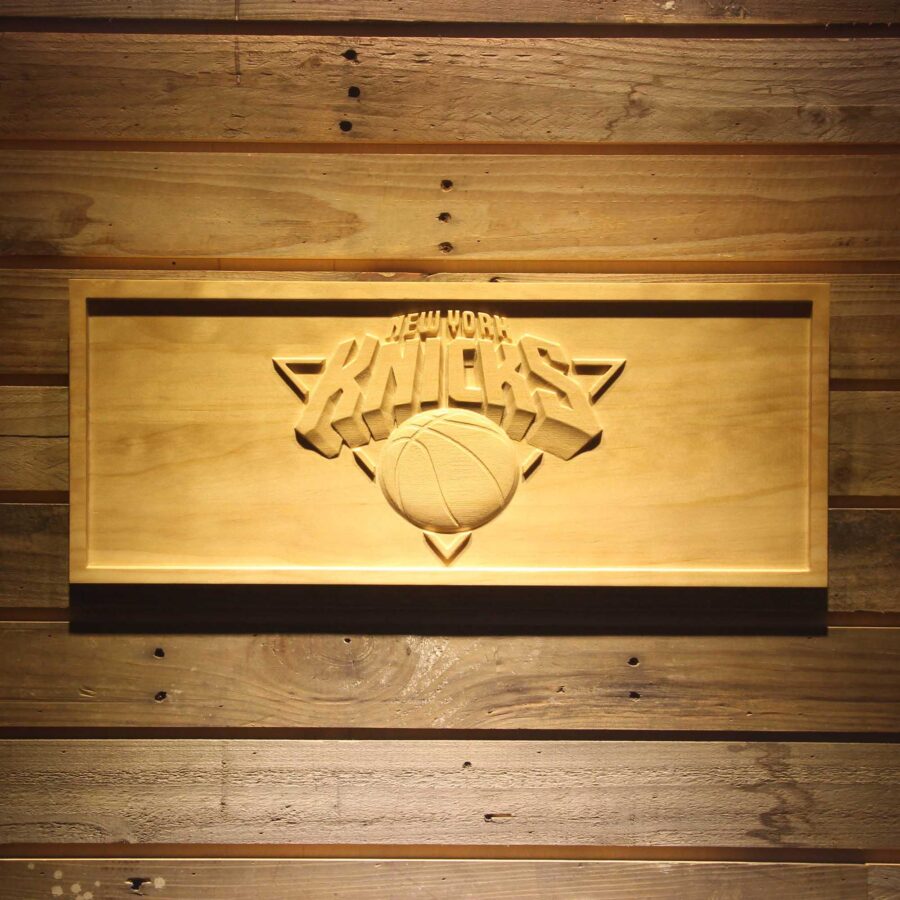 New York Knickerbockers 3D Solid Wooden Craving Sign