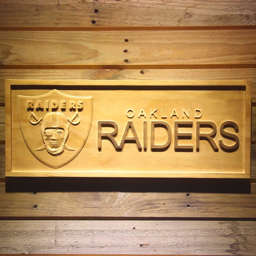 Oakland Raiders 3D Solid Wooden Craving Sign Style 4