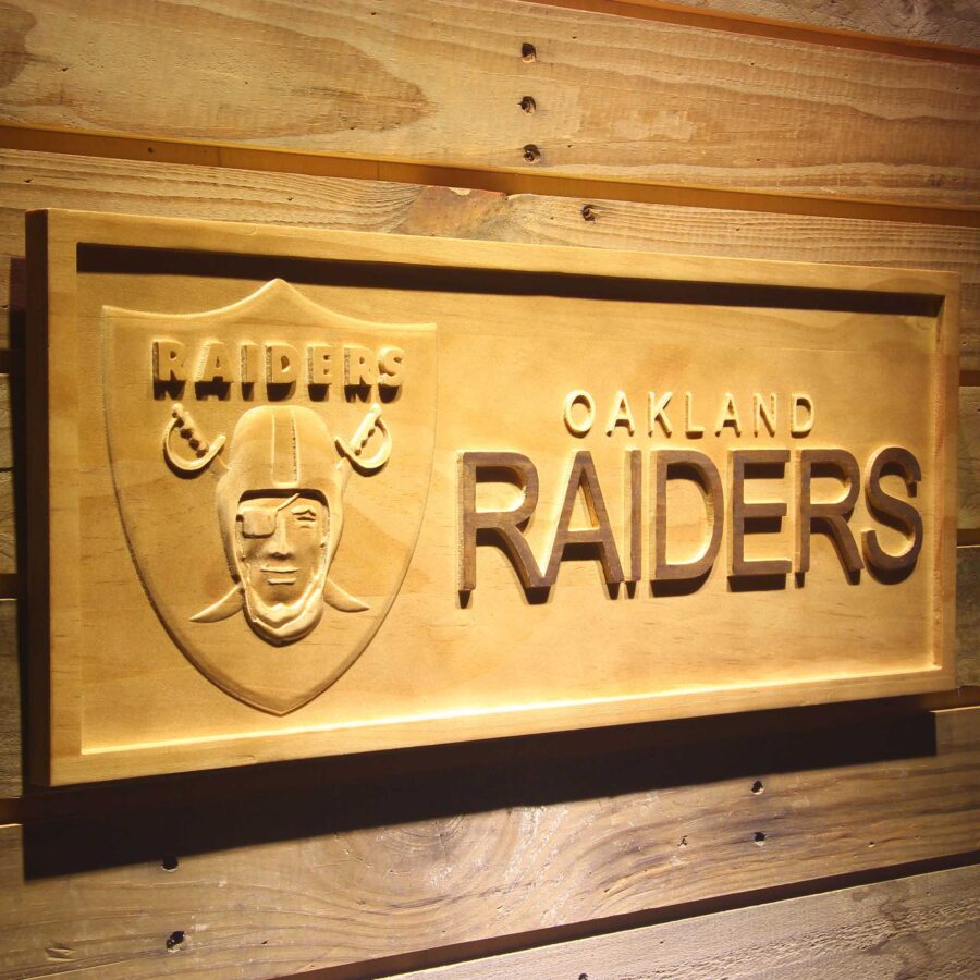 Oakland Raiders 3D Solid Wooden Craving Sign Style 4 - Image 2