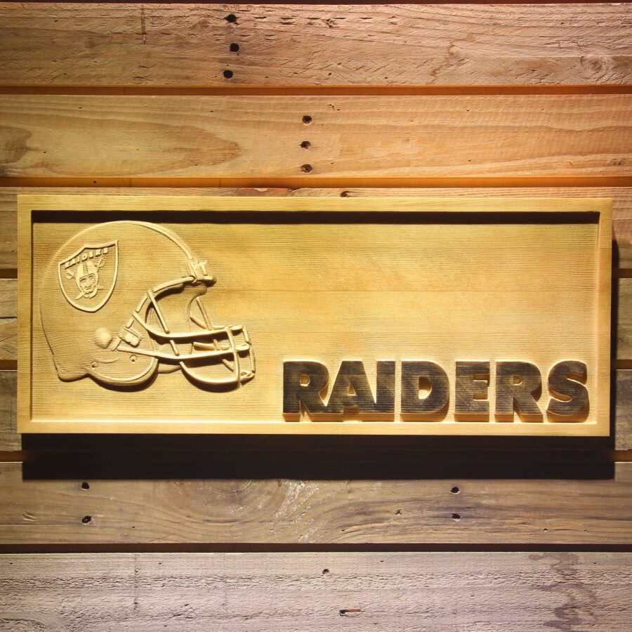 Oakland Raiders 3D Solid Wooden Craving Sign Style 2