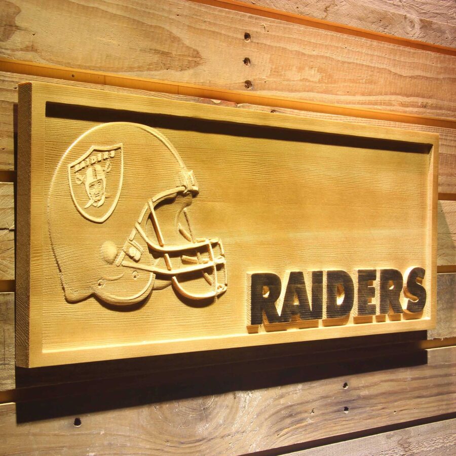 Oakland Raiders 3D Solid Wooden Craving Sign Style 2 - Image 2
